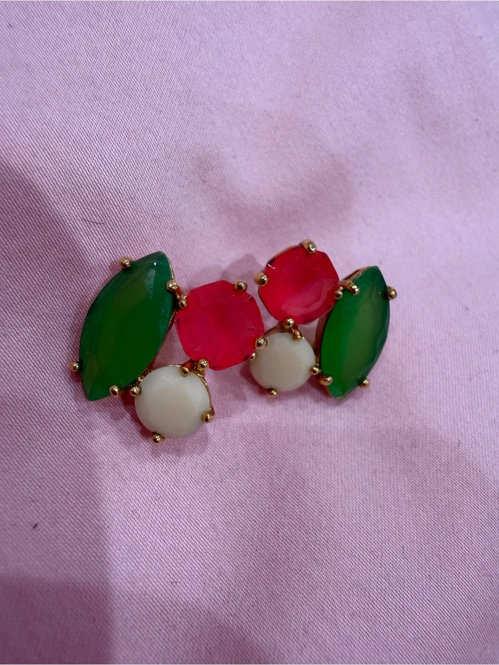 Kate Spade Neon Cluster Stud Earrings Green Pink White
